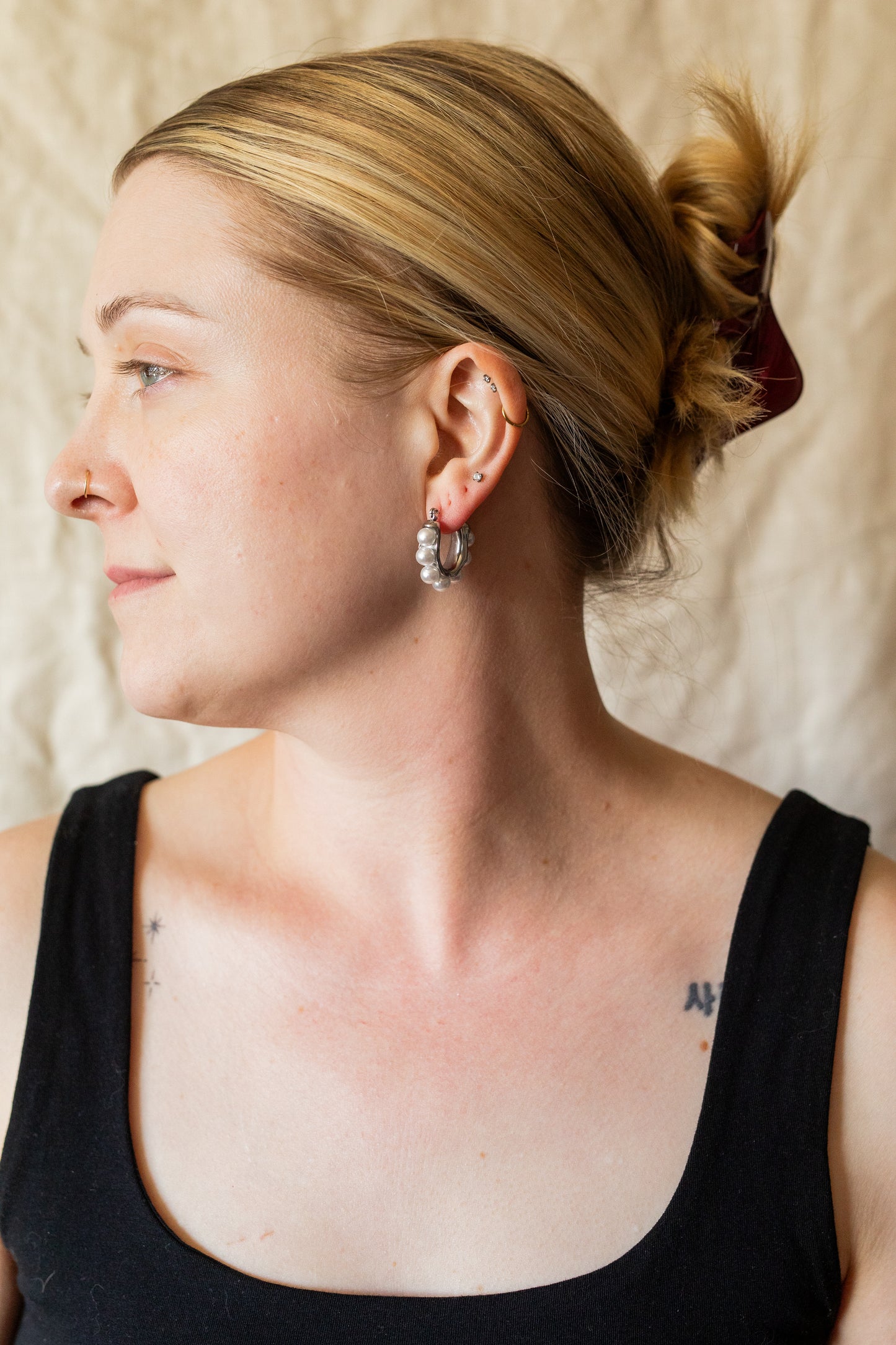 Alma | Pearl Hoop Earrings