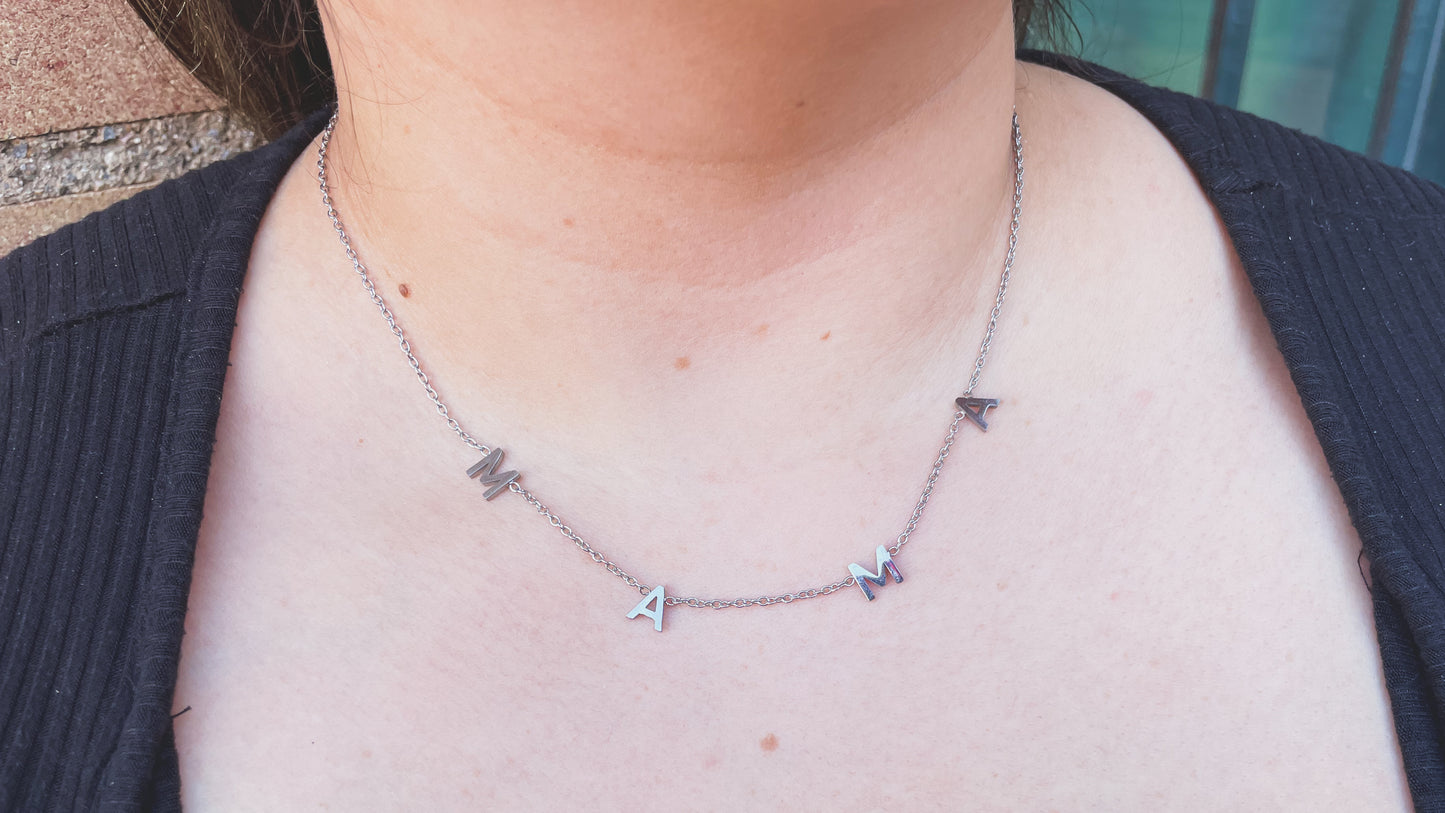 Dangling Letter MAMA Necklace