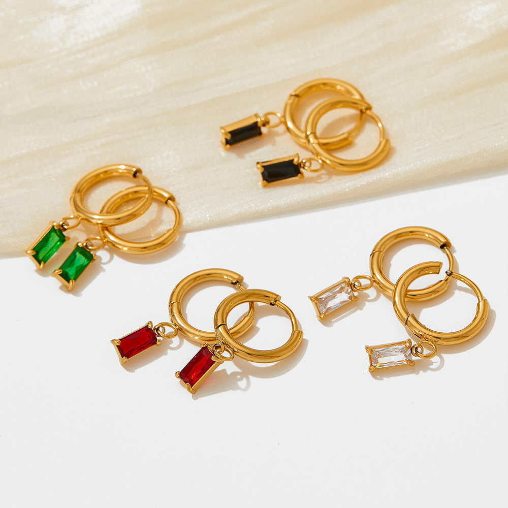 Brisa Earring | Square CZ Huggie Earrings