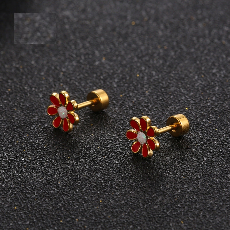 Avery | Flower Screw Back Stud Earrings