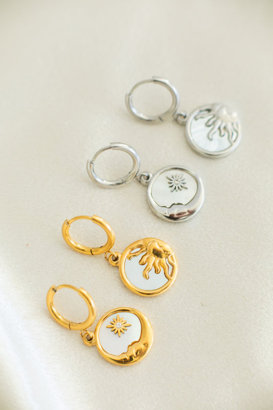 Sol | Moon & Star Pendant Earrings