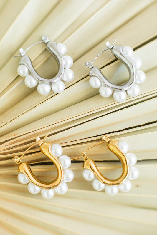 Alma | Pearl Hoop Earrings