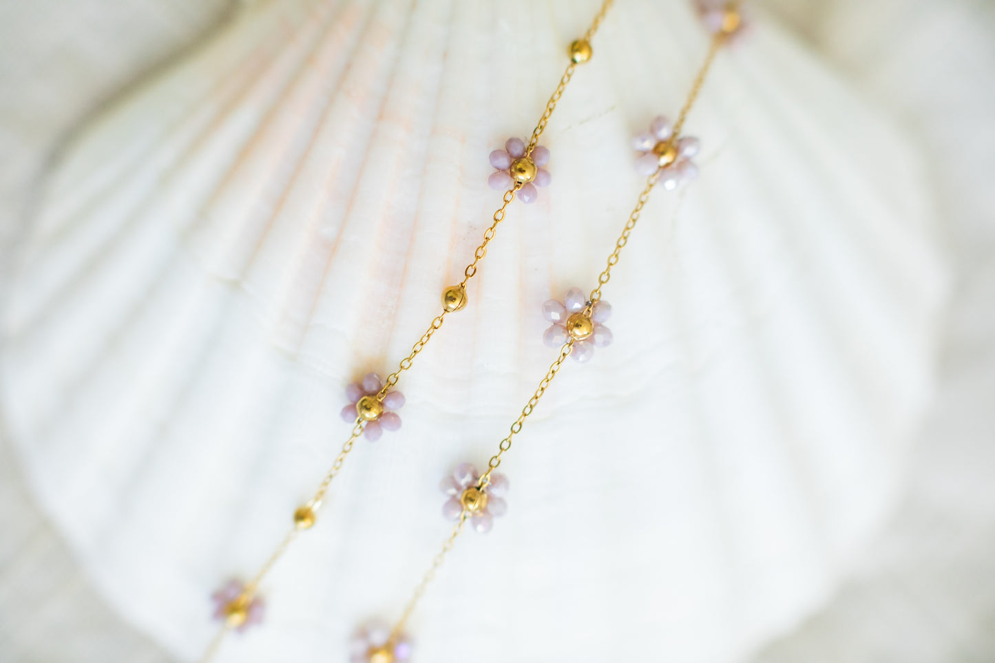 Coral | Beaded Flower Necklace