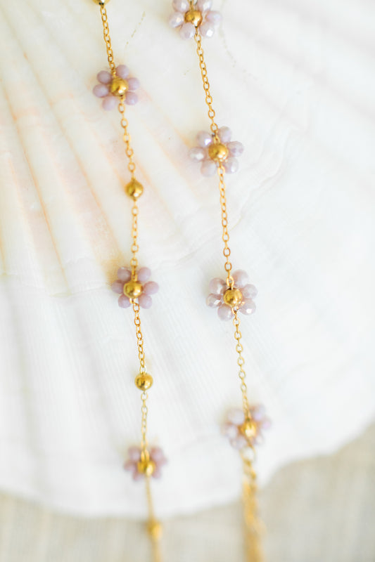 Coral | Beaded Flower Bracelet