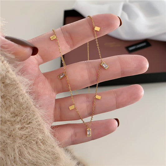Addison | Rectangle Hanging Pendants Diamond Necklace