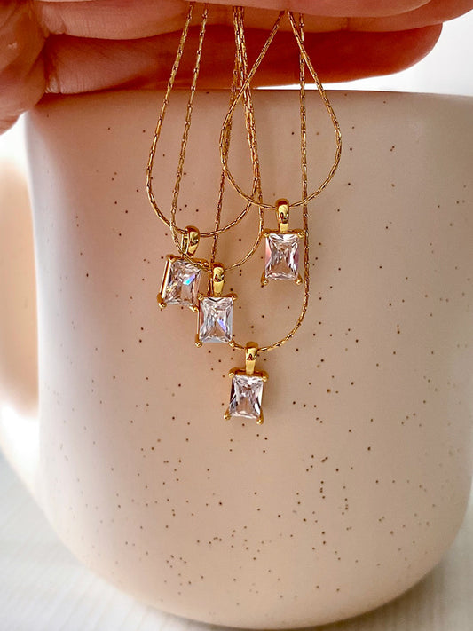 Larisa | Square CZ Pendant Necklace