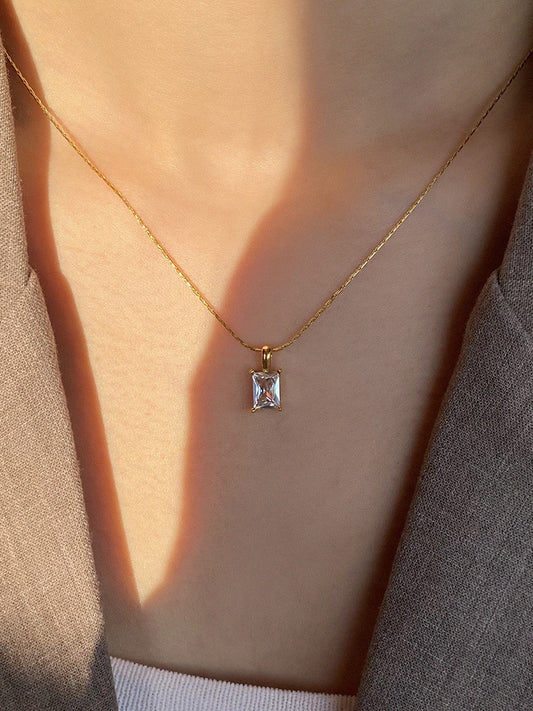 Larisa | Square CZ Pendant Necklace