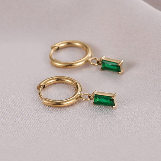 Brisa Earring | Square CZ Huggie Earrings