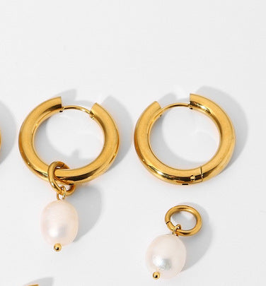 Halle | Fresh Water Pearl Hoop Earrings