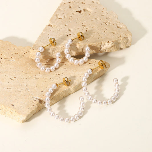 Stella | Pearl C-Shape Earrings